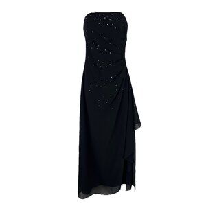 Jessica McClintock 1990's Vintage Prom Dress 2 Beaded Strapless Draping Gothic